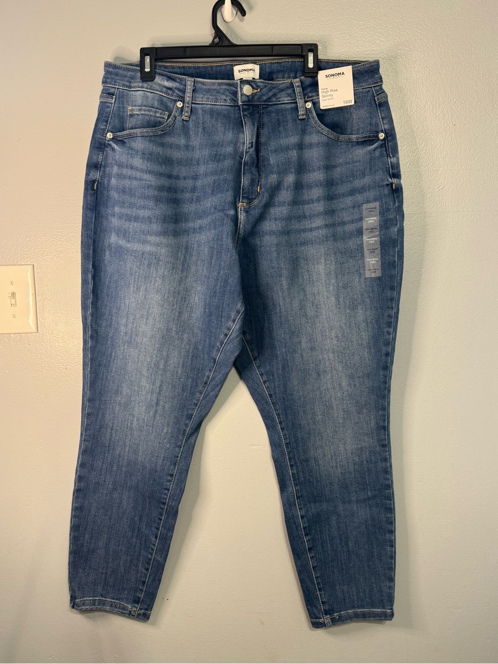 NEW Sonoma Curvy Hugh Rise Skinny Jeans Plus Size 16W Medium Wash Stretch